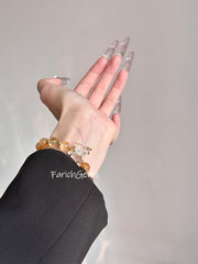 Citrine Quartz Beaded Crystal Bracelet 8-9mm