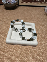 Green Lepidolite Snowflake Phantom Quartz Agarwood Clear Azeztulite Quartz Beaded Crystal Bracelet 14+15mm
