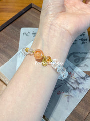 Fire Hematoid Quartz Citrine Clear Quartz Beaded Crystal Bracelet 12+6mm