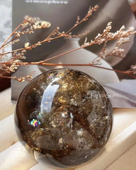 Degaussing Smoky Citrine Quartz Sphere, Tea Smoky Quartz Crystal Sphere