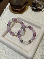 Clear Quartz Azeztulite Quartz Amethyst Kunzite Beaded Crystal Bracelet 10mm