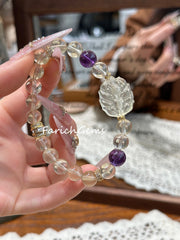 Nine-Tailed Fox Citrine Amethyst Beaded Crystal Bracelet 8-9mm