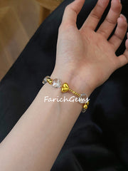 Clear Quartz Love Shaped Copper Accessories Beaded Crystal Bracelet