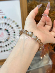 Natural Peach Moonstone Beaded Crystal Bracelet 8/12mm