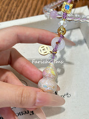 Gourd Shaped Kunzite Clear Quartz White Agate Charm