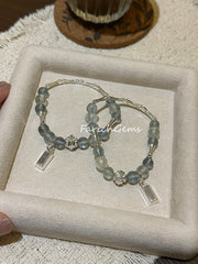 Lake Blue Aquamarine Beaded Crystal Bracelet 7mm
