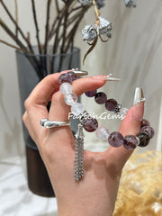 Purple Phantom Quartz Smoky Quartz Blue Moonstone Beaded Crystal Bracelet 10+9mm