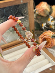 Natural Garnet Copper Accessories Beaded Crystal Bracelet 6mm