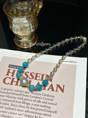 Clear Quartz Amazonite Moonstone Beaded Crystal Necklace 6+16mm