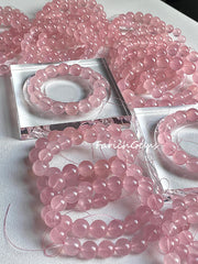 Madagascar Natural Rose Quartz Beaded Crystal Bracelet (7A-Grade)