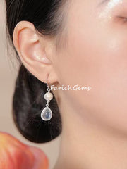 Natural Aquamarine Pearl 925 Sterling Silver Earring