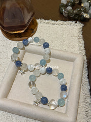 Blue Tones Multi-Gemstone Beaded Crystal Bracelet 11-12mm