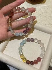 Pastel-Tone Multi-Gemstone Crystal Bracelet 9-10mm