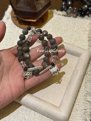 Black Gold Sunstone Lakawood Clear Quartz Beaded Crystal Bracelet 10mm