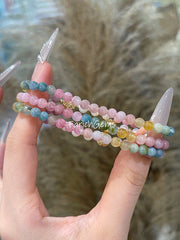 Pearl Tourmaline Beaded Crystal Bracelet 4.5mm