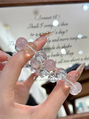 Clear Quartz Rose Quartz Beaded Crystal Bracelet 12mm