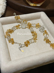 Brazilian Citrine Clear Quartz Beaded Crystal Bracelet