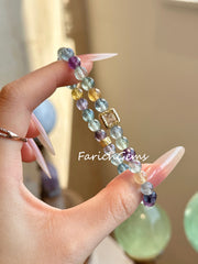Natural Rainbow Fluorite Beaded Crystal Bracelet 6mm
