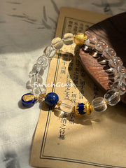 Lapis Lazuli Clear Quartz Beaded Crystal Bracelet 8mm
