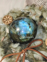 Natural Labradorite Crystal Sphere, Polished Flashy Labradorite Sphere