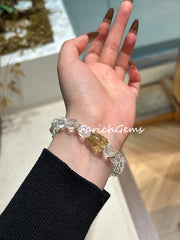 Clear Quartz Amethyst Bear Shaped Citrine Beaded Crystal Bracelet 8+8.5mm