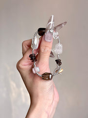 Clear Quartz Smoky Quartz Free Form Beaded Crystal Bracelet