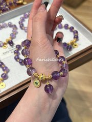 Top Grade Natural Amethyst Beaded Crystal Bracelet 10mm