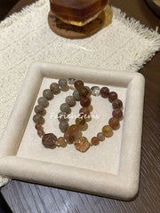 Red Rutilated Quartz Grey Four-Season Phantom Quartz Beaded Crystal Bracelet