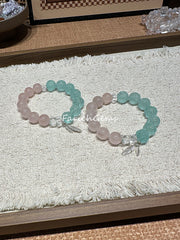 Green Fluorite Rose Quartz Clear Quartz Beaded Crystal Bracelet 13mm