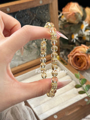 Citrine Quartz Copper Accessories Beaded Crystal Bracelet 7mm