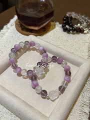 Clear Quartz Azeztulite Quartz Amethyst Kunzite Beaded Crystal Bracelet 10mm