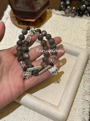 Black Gold Sunstone Lakawood Clear Quartz Beaded Crystal Bracelet 10mm