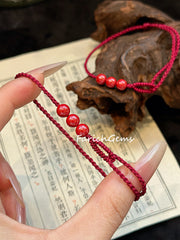 Cinnabar Beaded Crystal Bracelet 6mm