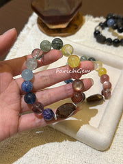 Rich-Tone Multi-Gemstone Crystal Bracelet 11-12mm