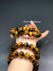 Natural Tiger's Eye Stone Beaded Crystal Bracelet 6/8/10/12/14mm (7A-Grade)