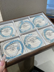 Double Wrap Blue Moonstone Aquamarine Beaded Crystal Bracelet 6mm