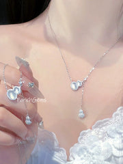 Gourd Shaped White Chalcedony Crystal Necklace