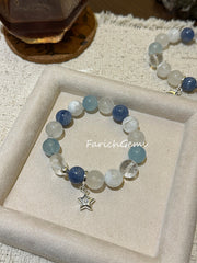 Blue Tones Multi-Gemstone Beaded Crystal Bracelet 11-12mm
