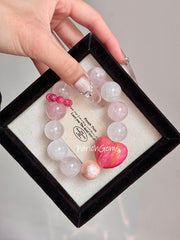 Chinese Lacquer Bead Rose Hematoid Quartz Beaded Crystal Bracelet