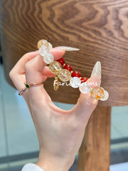 Citrine Quartz Red Agate Beaded Crystal Bracelet 11+10mm