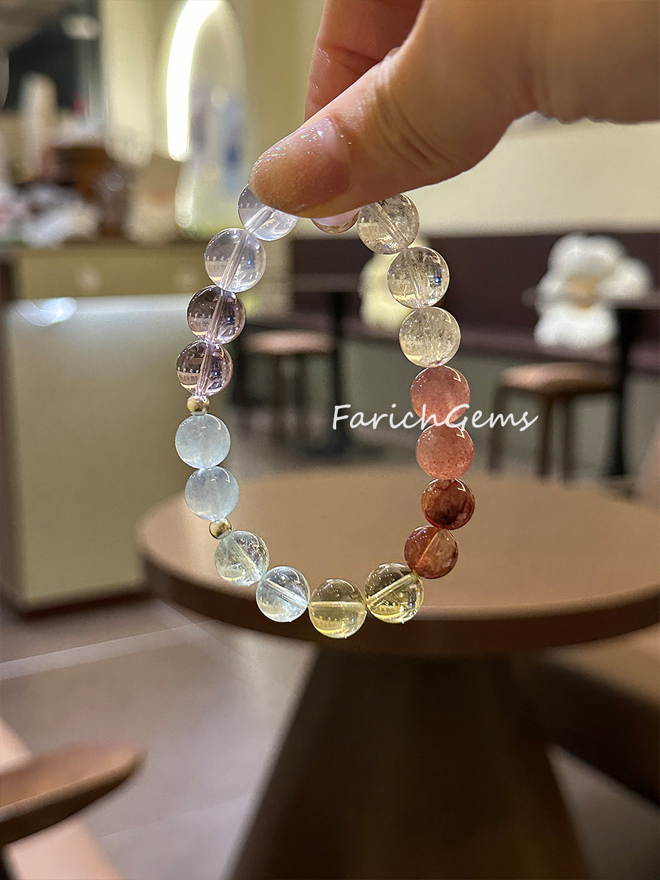 Pastel-Tone Multi-Gemstone Crystal Bracelet 9-10mm