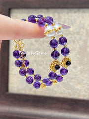 Natural Amethyst Pearl Beaded Crystal Bracelet 7mm