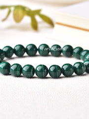 Natural Malachite Beaded Crystal Bracelet 6/8/10/12/14mm (7A-Grade)