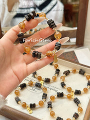 Citrine Quartz Sandalwood Beaded Crystal Bracelet 10+8mm