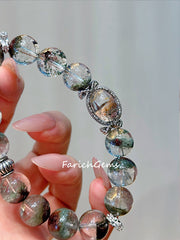Green Phantom Quartz Beaded Crystal Bracelet 11.5mm