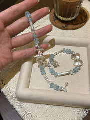 Clear Quartz Blue Topaz Pearl Beaded Crystal Bracelet