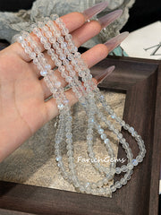 Triple Wrap Blue Moonstone Beaded Crystal Bracelet 5mm