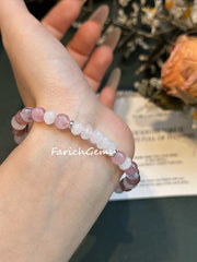 Strawberry Quartz Rose Quartz Amethyst Beaded Crystal Bracelet 6+6+6mm