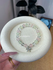 Rose Quartz Prehnite Clear Quartz Beaded Crystal Bracelet 7mm