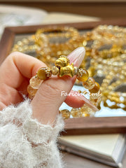 Golden Tiger's Eye Stone Citrine Beaded Crystal Bracelet 8+7mm